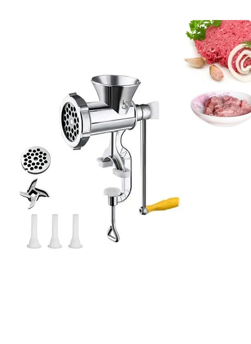 eBasket - Manual Meat Grinder Biscuit Maker - Cast Iron - Size 10 Multifunctional meat and vegetable grinder combines a meat grinder, vegetable blender, biscuit and cookie maker in one device, saving space in the kitchen and making it easier for you to multitask. Elegant design and high precision: Made of high-quality cast iron in modern and attractive colors, it adds an aesthetic touch to your kitchen and grabs everyone's attention. High-quality materials: The cast iron used in the manufacture of the grinder provides exceptional durability and strength, ensuring that it can withstand many years of intensive use. Easy to install and use: The grinder can be easily installed on any table in the kitchen and adjusted tightly. The design also has a practical size that makes it easy to use and clean. Cookie and biscuit making capabilities: It allows you to make biscuits and cookies in different shapes and sizes and add a special touch to your meals. - Image 1