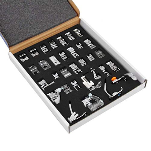 ANYQOO Sewing Machine Presser Foot Set 32 Pcs for Singer, Brother, Babylock, Janome, Elna, Toyota, New Home, Simplicity, Necchi, Kenmore, and Most of Low Shank Sewing Machines - Image 1