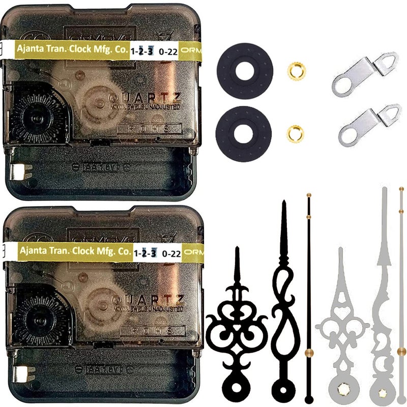 YOPY � Combo 2 of Ajanta Mfg. Battery Operated Plastic Ticking Wall Clock Movement Machine with Hands (Needles : Antique Black,Silver1) - Image 1