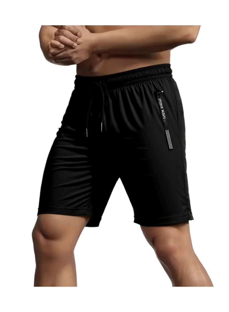 PATELIS Men's Plus Size Ice Silk Stretch Shorts,Summer Loose Sports & Recreation Shorts,Zip Pocket Breathable Quick Dry Workout Running Shorts. 4XL 5XL 6XL 7XL - Image 1