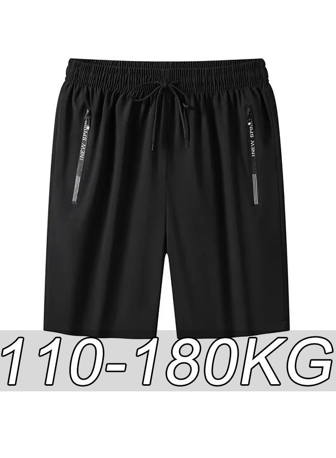 PATELIS Men's Plus Size Ice Silk Stretch Shorts,Summer Loose Sports & Recreation Shorts,Zip Pocket Breathable Quick Dry Workout Running Shorts. 4XL 5XL 6XL 7XL - Image 3