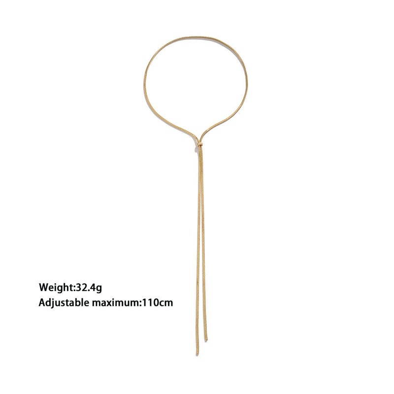 FUTIMELY Dainty Long Gold Necklace for Women,Thin Herringbone Chain Necklace,Long Lariat Necklace Body Jewelry (Gold) - Image 3