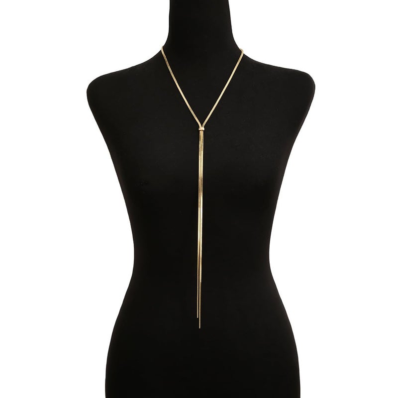FUTIMELY Dainty Long Gold Necklace for Women,Thin Herringbone Chain Necklace,Long Lariat Necklace Body Jewelry (Gold) - Image 5