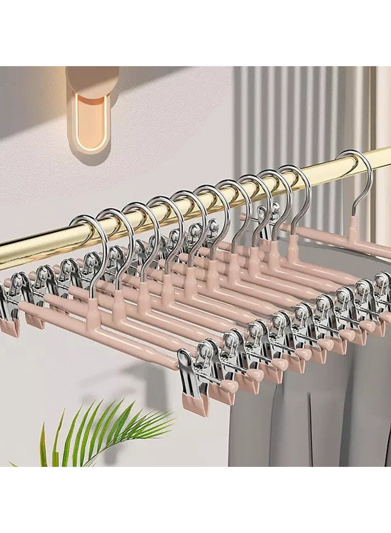 10 Pants Racks, Double-Layer Pants Clips, Home Hangers, Pants Hanging Special Non Marking Anti Slip Storage Artifact 