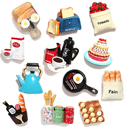 Favensen 12pcs Food Fridge Magnets for Fridge Fun Cute Magnet Refrigerator Stickers for Kitchen Magnet Decorative Strong Resin Magnets Home Decor Office - Image 1