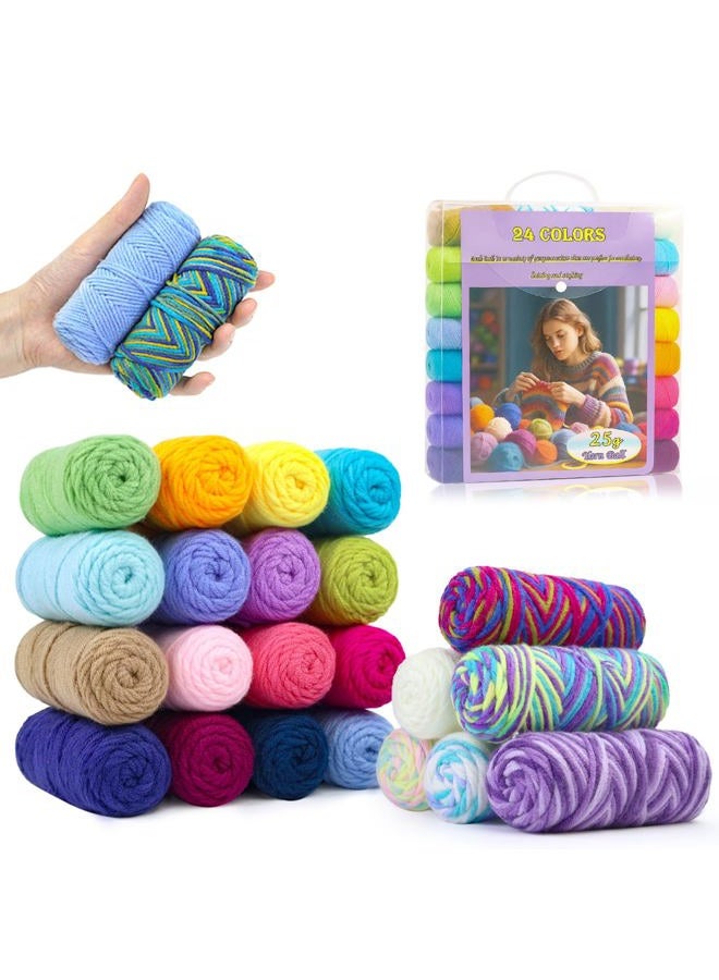 Lewhoo Crochet Kits for Beginner, 1312 Yards Acrylic Yarn Kit for Knitting and Crocheting, 25g×24 Yarn Bundles with Accessories - Image 1