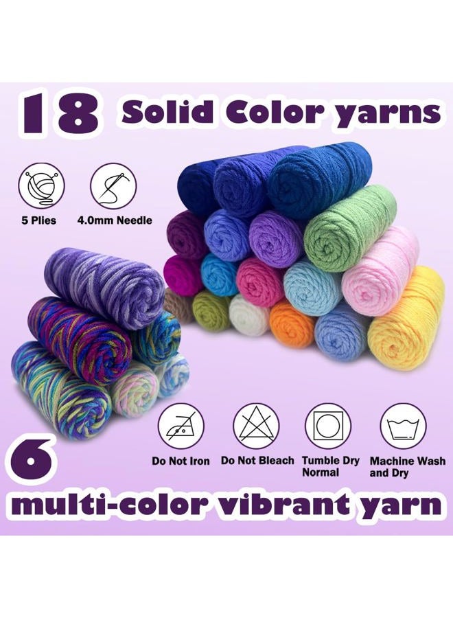 Lewhoo Crochet Kits for Beginner, 1312 Yards Acrylic Yarn Kit for Knitting and Crocheting, 25g×24 Yarn Bundles with Accessories - Image 4