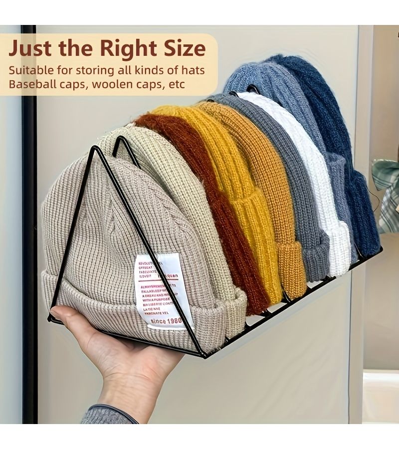 Black Metal Hat Rack Space Saving Walnut Finish Freestanding Hat Organizer Holds 18 Hats Vertical Horizontal Display Rust Resistant Stand Suitable For Desktop Wardrobe Home Office Storage - Image 2