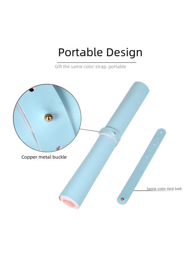 Extra Large Double-sided Pu Waterproof Mouse Pad Office Desk Mat Computer Book Desk Writing Table Pad Children's Study-Color:100*50cm [free Strap]-Pattern:Pink + Silver (double-sided) - Image 4
