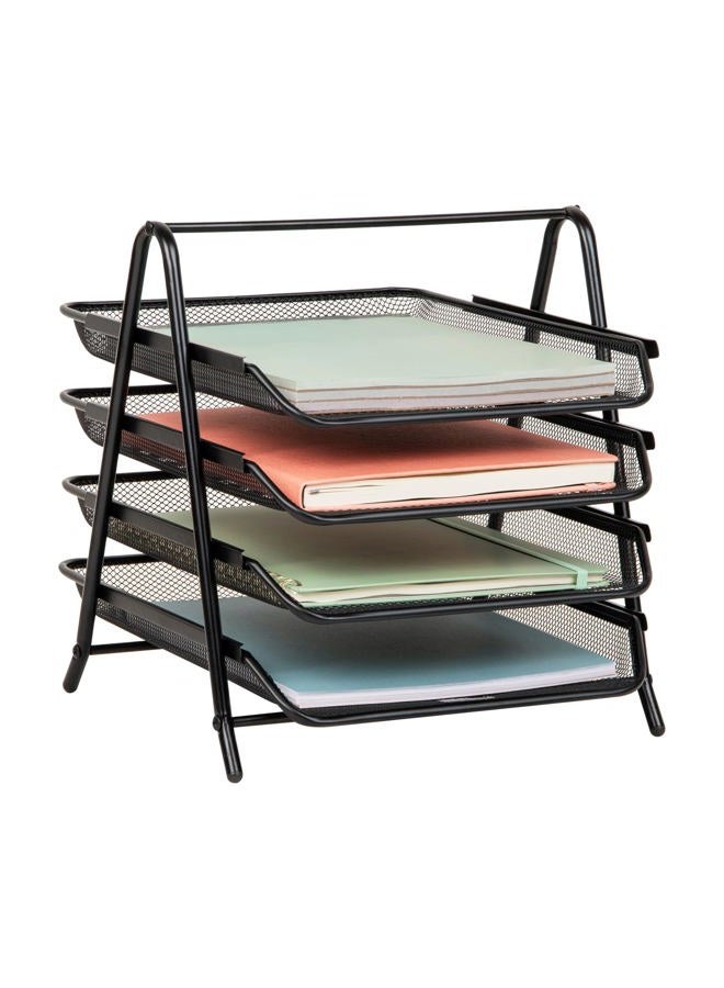 Mind Reader Desk Organizer with 4 Sliding Trays for Letters, Documents, Mail, Files, Paper, Black - Image 1