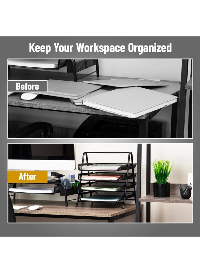Mind Reader Desk Organizer with 4 Sliding Trays for Letters, Documents, Mail, Files, Paper, Black - Image 5