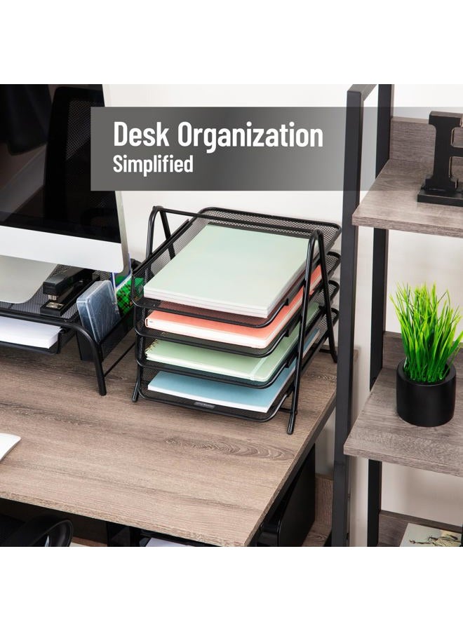 Mind Reader Desk Organizer with 4 Sliding Trays for Letters, Documents, Mail, Files, Paper, Black - Image 2