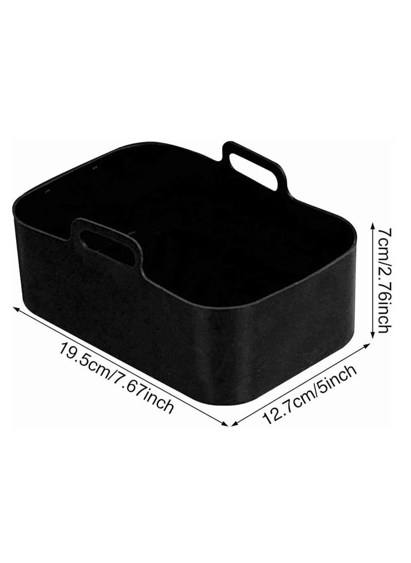 Oasisgalore 2pcs Reusable Silicone Air Fryer Pots for Ninja Foodi DZ201 - 8QT Rectangle Liners and Accessories (Black)  - Image 5