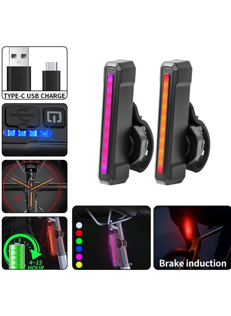 مصباح خلفي ذكي للدراجات مع استشعار الفرامل، إضاءة تحذيرية تلقائية، 9 أوضاع RGB، شحن سريع USB-C، مؤشر بطارية رقمي، مقاوم للماء IPX4 لركوب الدراجات ليلاً وعلى الطرق - Image 1