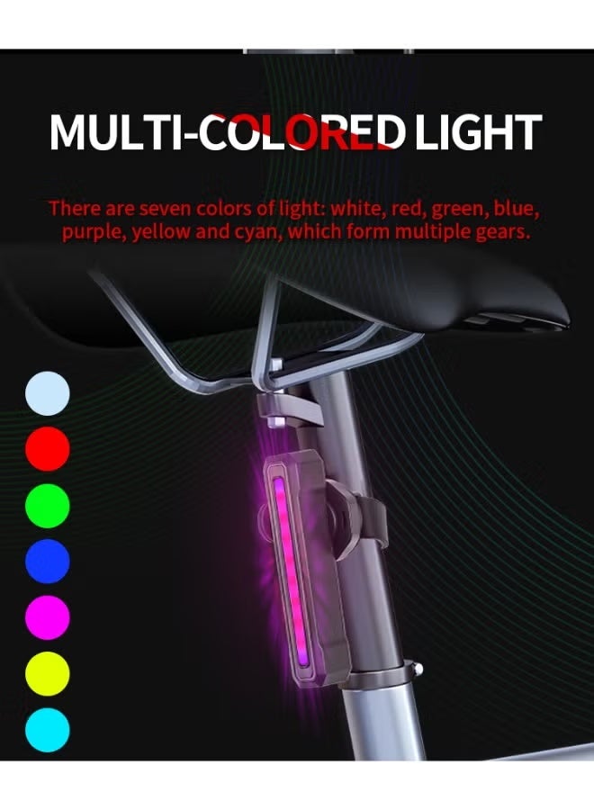 مصباح خلفي ذكي للدراجات مع استشعار الفرامل، إضاءة تحذيرية تلقائية، 9 أوضاع RGB، شحن سريع USB-C، مؤشر بطارية رقمي، مقاوم للماء IPX4 لركوب الدراجات ليلاً وعلى الطرق - Image 2