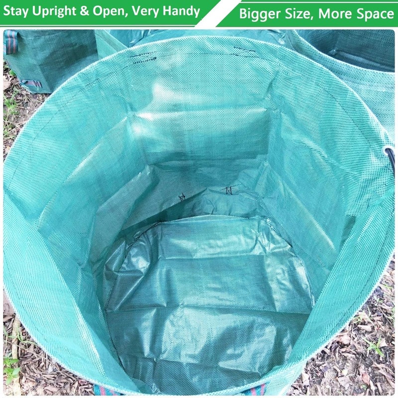 Tespher Standard 3-Pack 32 Gallon Lawn Garden Bags (D18,H30 inch) Yard Waste Bags with Gardening Gloves - Reusable Leaf Bags,Yard Debris,Trash Container,Plant Trimmings Bag,Grass Clippings,Weeds Bag 4 Handles - Image 5