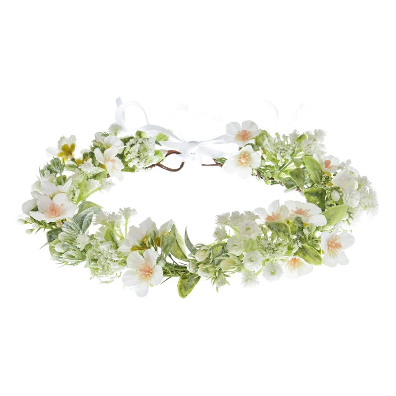 Vividsun Bridal Green Leaf flower Crown Eucalyptus Floral Headband Wedding Festivals Photo Props (I/white green)