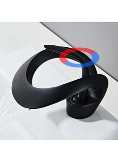 Generic Vosomgssa Elegant Waterfall Bathroom Faucet Single Handle 1-Hole Bathroom Vessel Sink Faucet Solid Brass Lavatory Vanity Sink Faucet with PoP UP Drain, Black  - Image 4