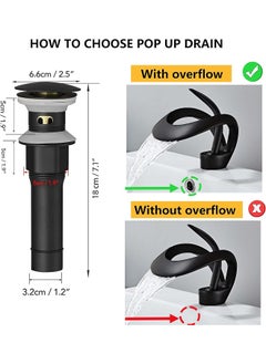 Generic Vosomgssa Elegant Waterfall Bathroom Faucet Single Handle 1-Hole Bathroom Vessel Sink Faucet Solid Brass Lavatory Vanity Sink Faucet with PoP UP Drain, Black  - Image 5