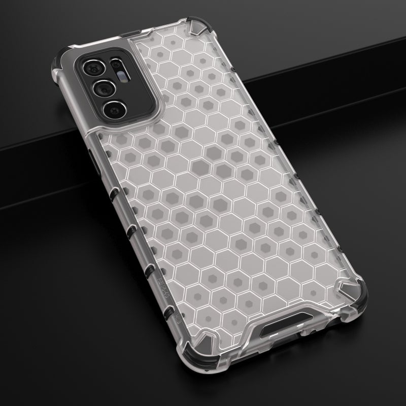 HuHa Case Cover For OPPO Reno6 4G Shockproof Honeycomb PC + TPU Case(White) - Image 2