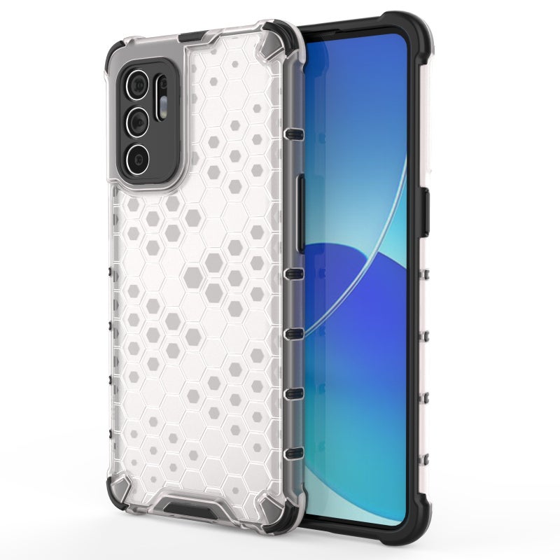 HuHa Case Cover For OPPO Reno6 4G Shockproof Honeycomb PC + TPU Case(White) - Image 1