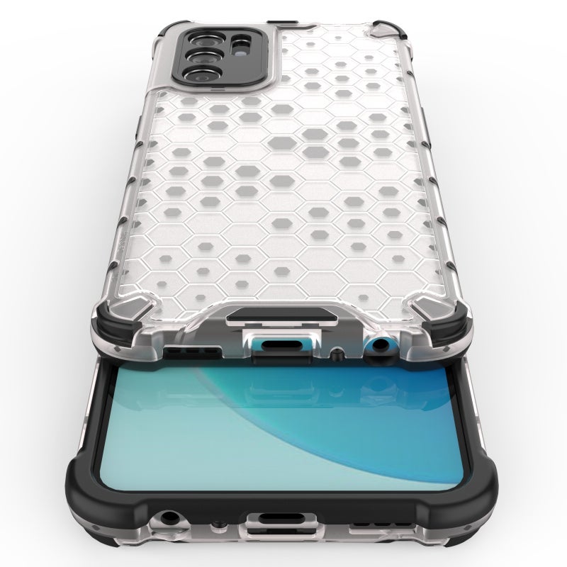 HuHa Case Cover For OPPO Reno6 4G Shockproof Honeycomb PC + TPU Case(White) - Image 5