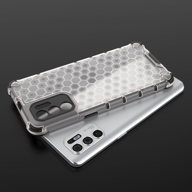HuHa Case Cover For OPPO Reno6 4G Shockproof Honeycomb PC + TPU Case(White) - Image 3