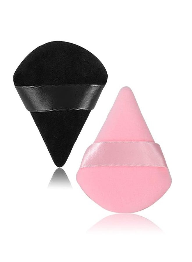 SUNISA 2 Pieces Triangle Cosmetic Loose Powder Puffs Washable Reusable Soft Plush Foundation Sponge for Face Body Wet Dry Makeup Tool- Multicolor Pack of 2 - Image 1