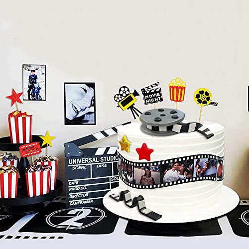 KDPATFAV 12 PCS Cake Topper Glitter Cupcake Toppers Picks Movie Night Birthday Party Decoration for Movie Theme Birthday Party Baby Shower Supplies - Image 5