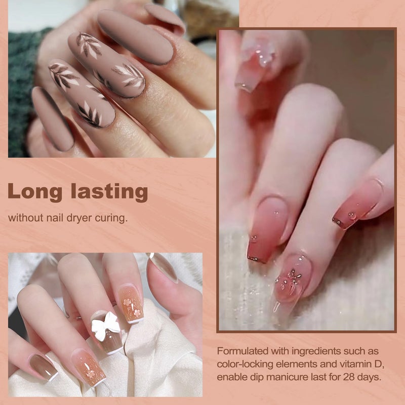 Lavender Violets 12Pcs Dip Powder Nail Kit - 6 Nude Pink Neutral Colors Dipping Powder System with Base & Top Coat Activator for French Manicure at Home M204 - Image 4