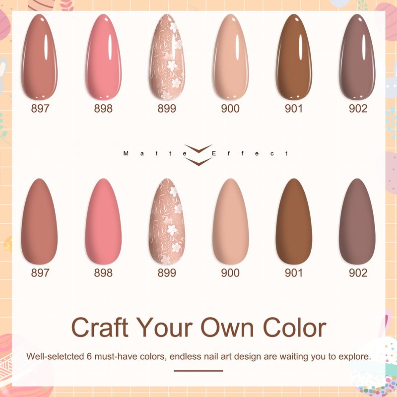 Lavender Violets 12Pcs Dip Powder Nail Kit - 6 Nude Pink Neutral Colors Dipping Powder System with Base & Top Coat Activator for French Manicure at Home M204 - Image 2