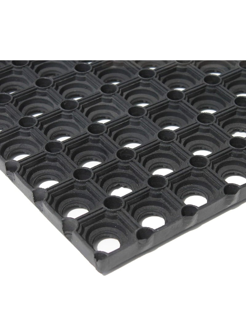 terrain TerraPlay Rubber Hollow Mat – Anti-Slip Safety Floor Mat for Wet Areas, Playgrounds, Gyms & Pools – Heavy-Duty, Perforated Drainage Design, 40x60 cm, 22mm Thick (Black)  - Image 3