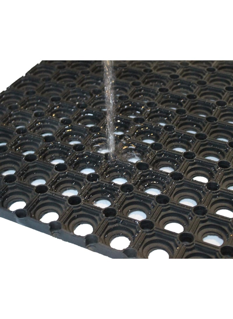terrain TerraPlay Rubber Hollow Mat – Anti-Slip Safety Floor Mat for Wet Areas, Playgrounds, Gyms & Pools – Heavy-Duty, Perforated Drainage Design, 40x60 cm, 22mm Thick (Black)  - Image 4