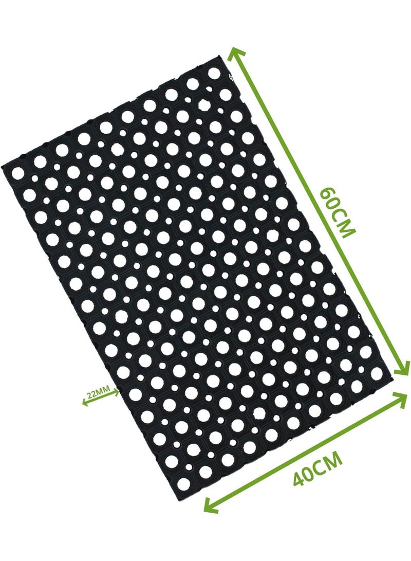terrain TerraPlay Rubber Hollow Mat – Anti-Slip Safety Floor Mat for Wet Areas, Playgrounds, Gyms & Pools – Heavy-Duty, Perforated Drainage Design, 40x60 cm, 22mm Thick (Black)  - Image 2