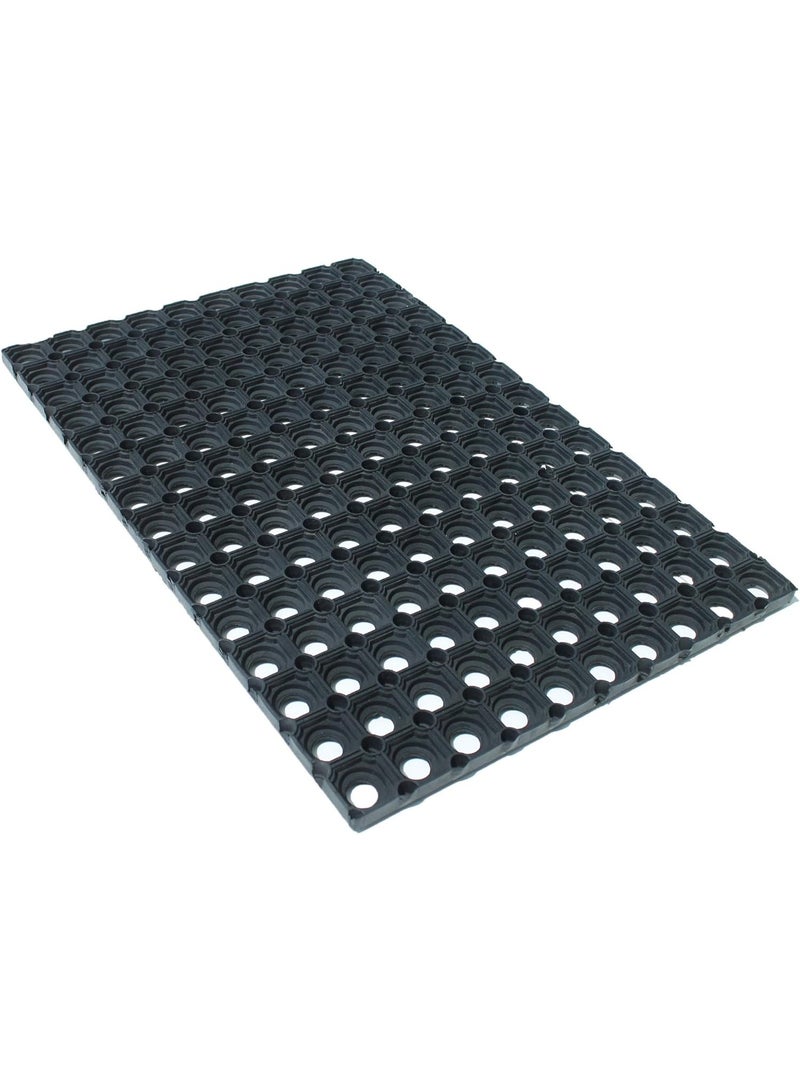 terrain TerraPlay Rubber Hollow Mat – Anti-Slip Safety Floor Mat for Wet Areas, Playgrounds, Gyms & Pools – Heavy-Duty, Perforated Drainage Design, 40x60 cm, 22mm Thick (Black)  - Image 1