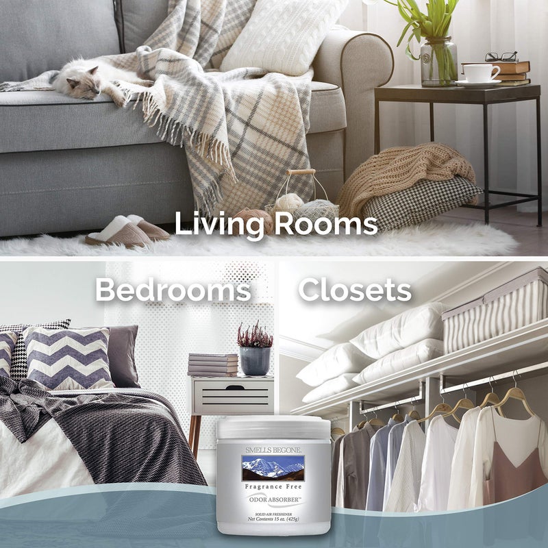 SMELLS BEGONE Air Freshener Odor Absorber Gel - 15 oz, Pack of 2 - Absorbs and Eliminates Odor in Pet Areas, Bathrooms, Cars, & Boats - Made with Essential Oils - Fragrance Free - Image 4