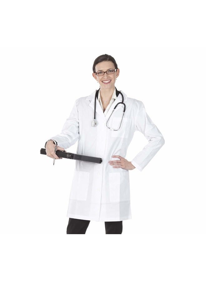 Talvania Women's Lab Coat White Long Sleeve Uniform Lab Coats Cotton Polyester Laboratory Doctor Nurse Coat, White, L - Image 1