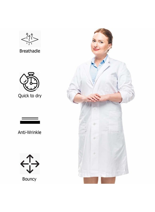 Talvania Women's Lab Coat White Long Sleeve Uniform Lab Coats Cotton Polyester Laboratory Doctor Nurse Coat, White, L - Image 5