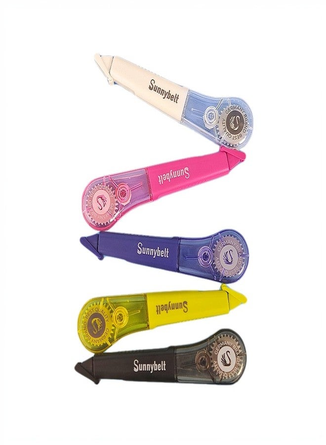 WISOPTUS 19.69ft Correction Tape Pen, 5-Count Pack, Dry Instantly, Stretch Resistant, not Easy to Break, as Smooth as Writing, Perfect for School, Office Supplies, Black White Red Yellow Blue - Image 1