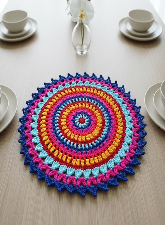 RITIKA CRAFT مفرش طاولة/حصيرة طعام/مفرش طاولة من الصوف المحبوك يدويًا من ريتيكا كرافت® (16 بوصة) لصائد الأحلام - Image 2