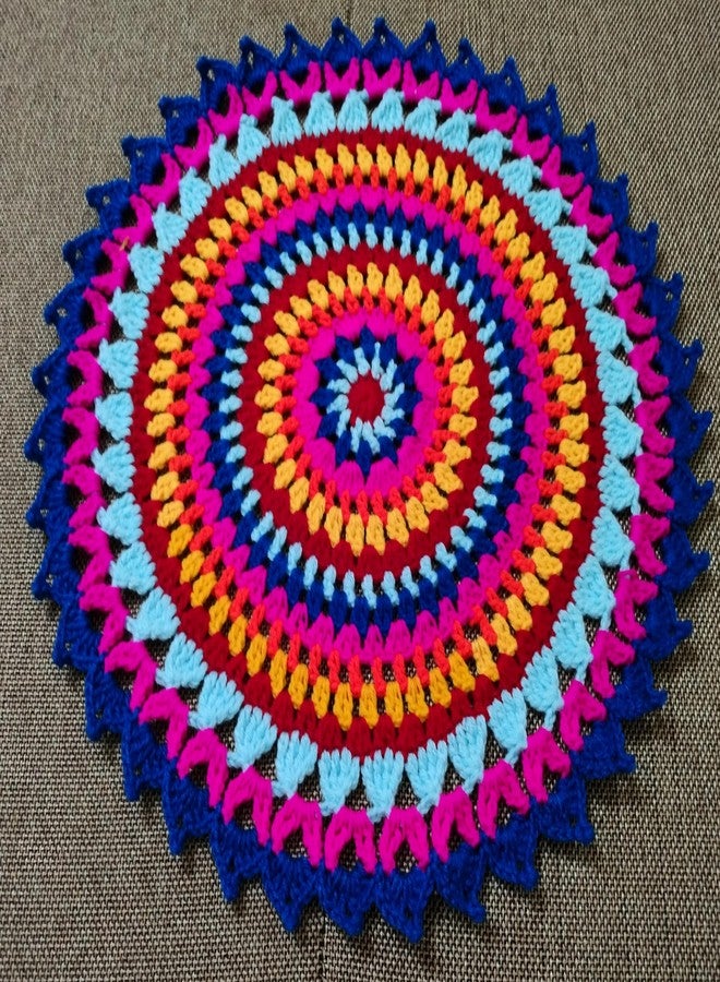 RITIKA CRAFT مفرش طاولة/حصيرة طعام/مفرش طاولة من الصوف المحبوك يدويًا من ريتيكا كرافت® (16 بوصة) لصائد الأحلام - Image 5