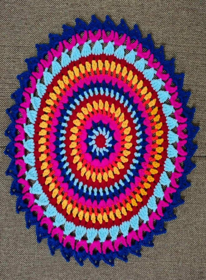 RITIKA CRAFT مفرش طاولة/حصيرة طعام/مفرش طاولة من الصوف المحبوك يدويًا من ريتيكا كرافت® (16 بوصة) لصائد الأحلام - Image 3