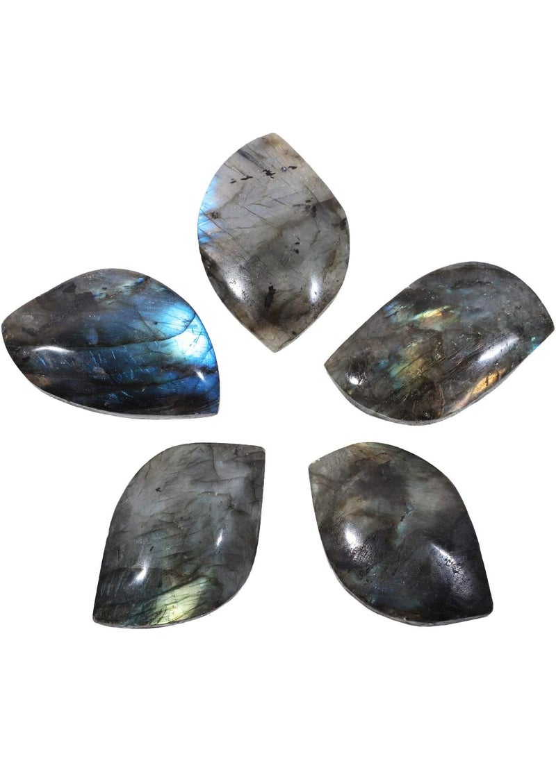 mookaitedecor mookaitedecor Set of 5 Healing Crystals Labradorite Worry Palm Stones Reiki Stone for Chakra Balancing Meditation Home Decoration 