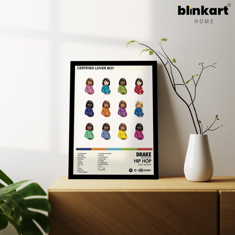 BLINKART BLINKART Drake Lover Boy Wall Popular Music Album Songs Hanging Wall ArtWork Photo Frames 13x10 inch Decoration For Home Bedroom Living Room Aesthetics Artworks Spotify Song Link QR Code With  - Image 3