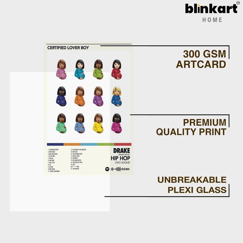 BLINKART BLINKART Drake Lover Boy Wall Popular Music Album Songs Hanging Wall ArtWork Photo Frames 13x10 inch Decoration For Home Bedroom Living Room Aesthetics Artworks Spotify Song Link QR Code With  - Image 4