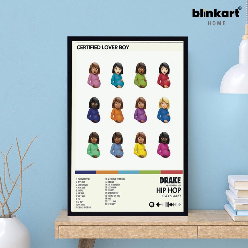 BLINKART BLINKART Drake Lover Boy Wall Popular Music Album Songs Hanging Wall ArtWork Photo Frames 13x10 inch Decoration For Home Bedroom Living Room Aesthetics Artworks Spotify Song Link QR Code With  - Image 2