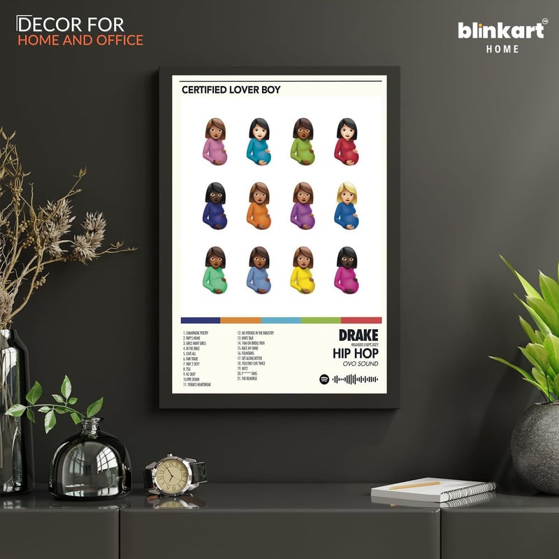 BLINKART BLINKART Drake Lover Boy Wall Popular Music Album Songs Hanging Wall ArtWork Photo Frames 13x10 inch Decoration For Home Bedroom Living Room Aesthetics Artworks Spotify Song Link QR Code With  - Image 5