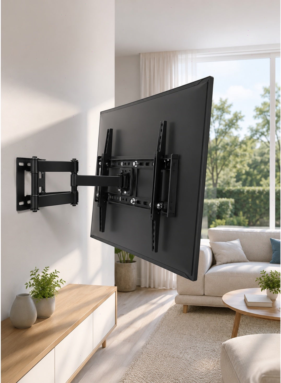 Full Motion Swivel Tilt TV Stand, Dual Arms TV Bracket for 40-80 Inch TVs, Max Load 110lbs.【Fits 12/16inch Studs】