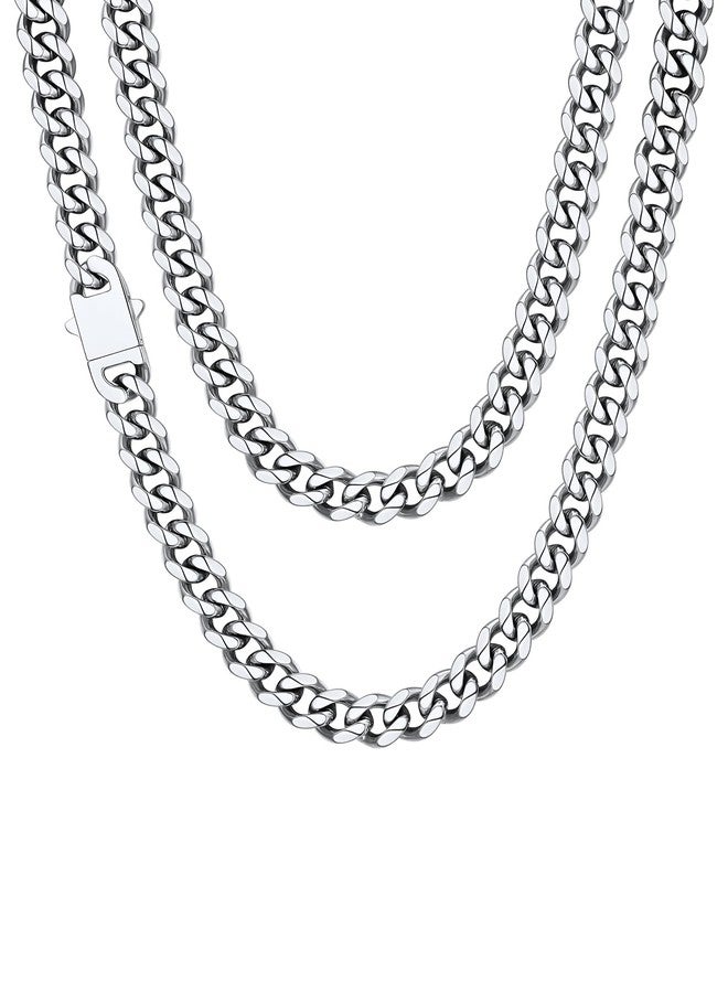 ChainsHouse Miami Cuban Chain Necklace for Men, Stainless Steel Mens Cuban Link Chain, 9mm Wide Hip Hop Mens Jewelry, 20" - Image 1