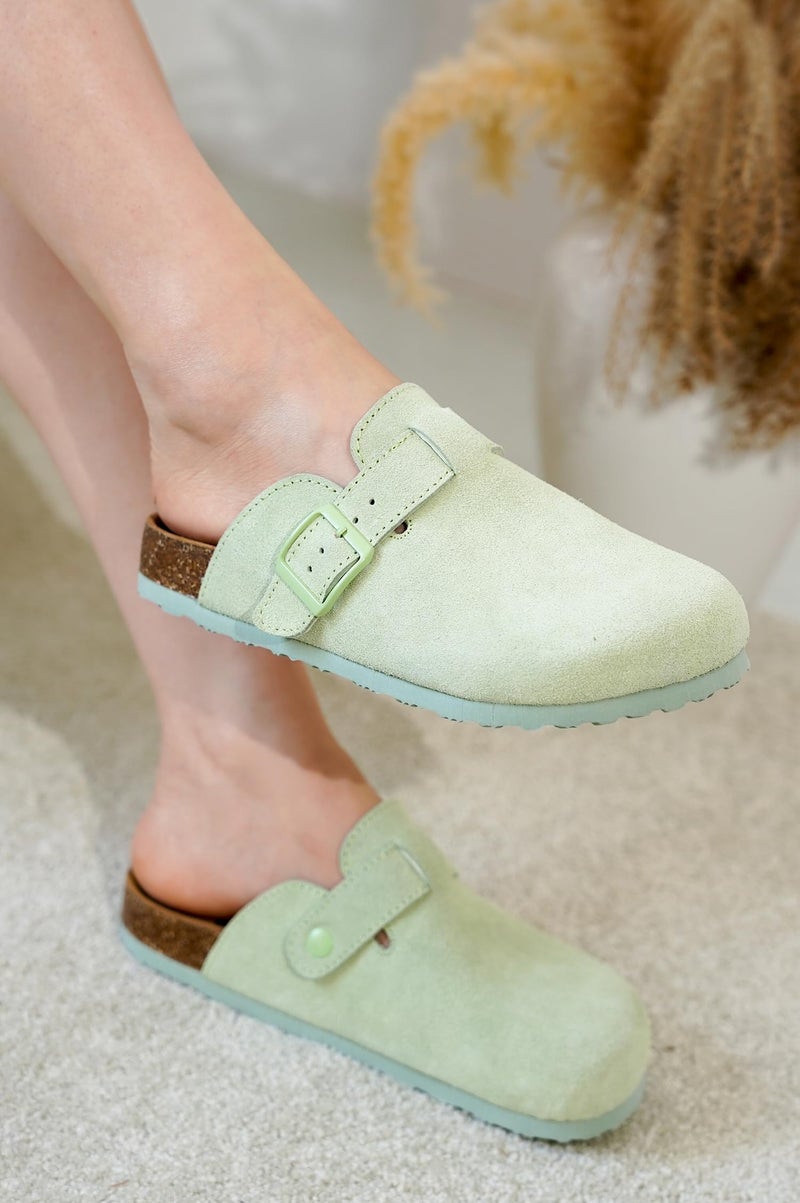 Project Cloud 100% Genuine Leather Footbed Clogs for Women - Memory Foam Arch Support Slippers for Women - Trendy Slip-ons Women's Mules & Clogs Sandals (Benton,SAGESUEDE,10) - Image 2